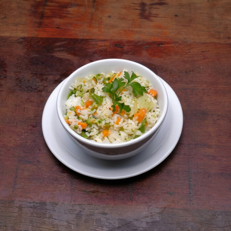 Arroz com legumes cozidos