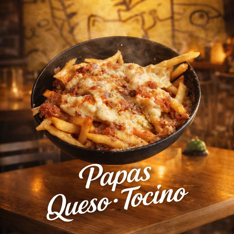 Papas Francesas con Queso y Tocino