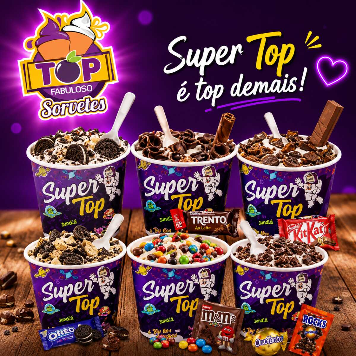 Deliciosos sorvetes, com diversos sabores especiais!