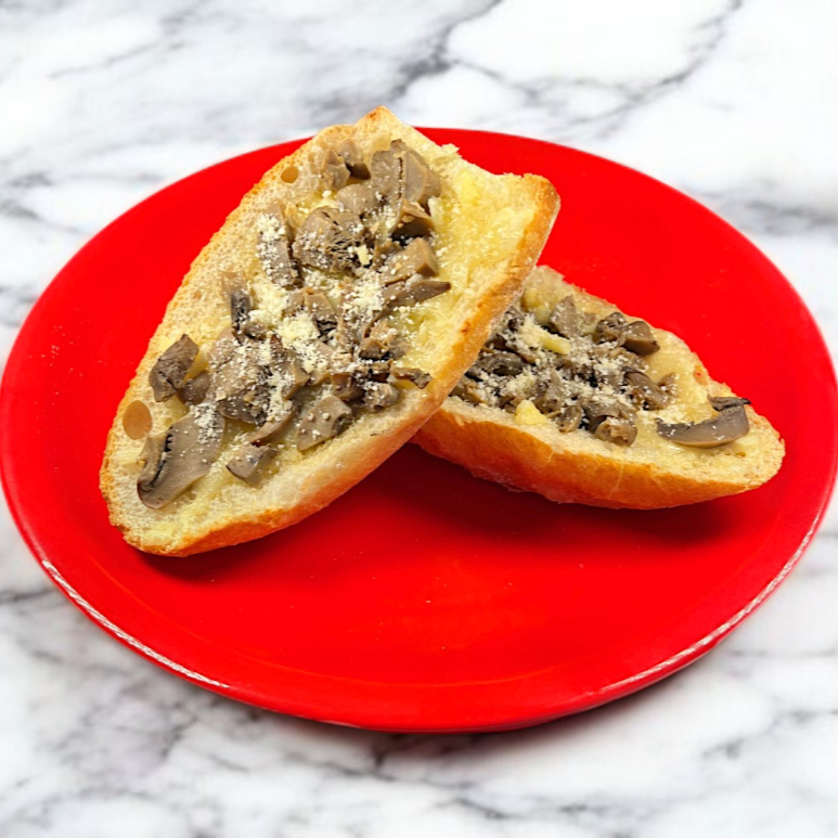 Pan de Ajo con Queso y Champiñones