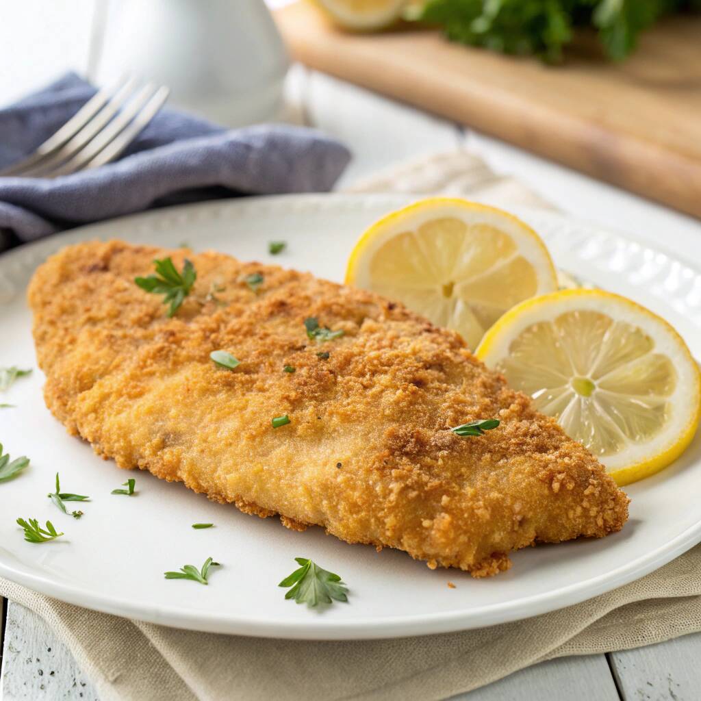 Platillo filete de pescado empanizado
