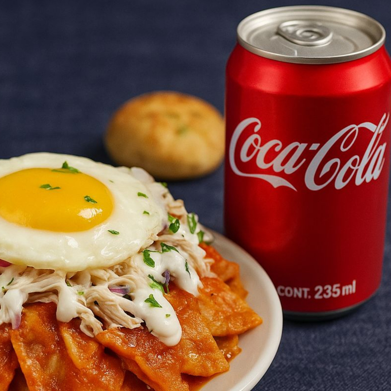 CHILAQUILES INFIERNO Y COCA COLA