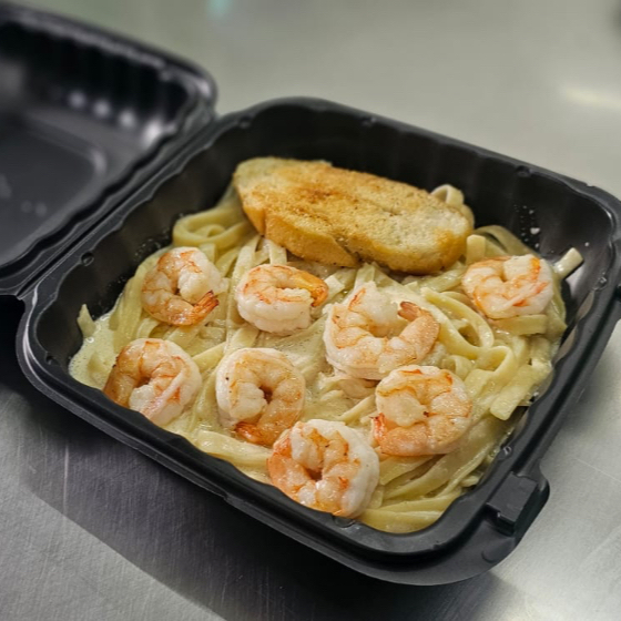 Fetuccini con camarones