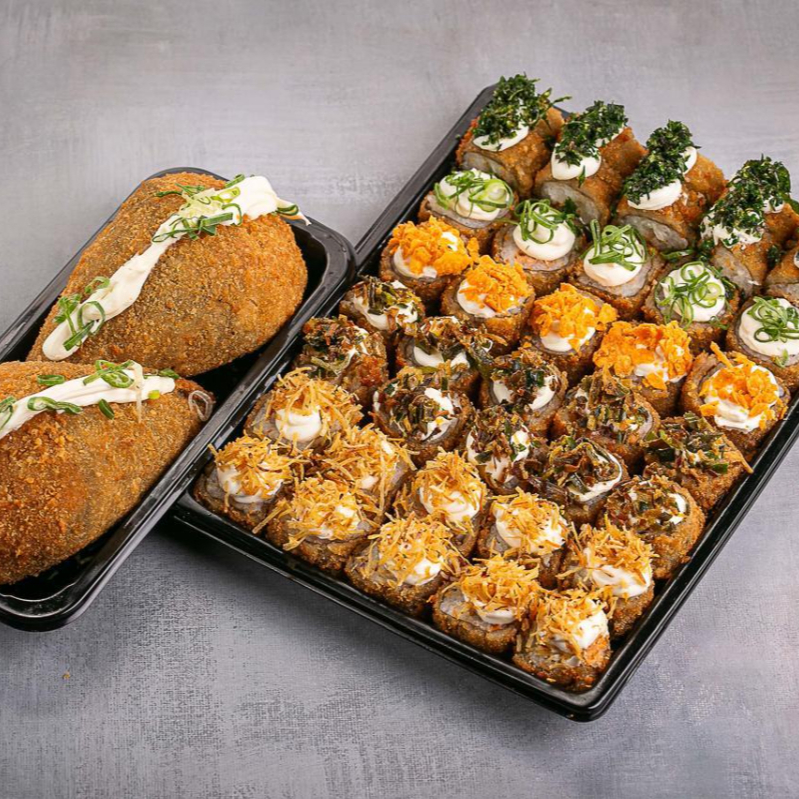 10 Hot Holl Com Doritos 10 Hot Holl Com Couve 10 Hot Holl Com Batata Crispy 10 Hot Holl Com Alho Poró 2 Temakis de peixe Empanados ,Cream Chesse , E Cebolinha