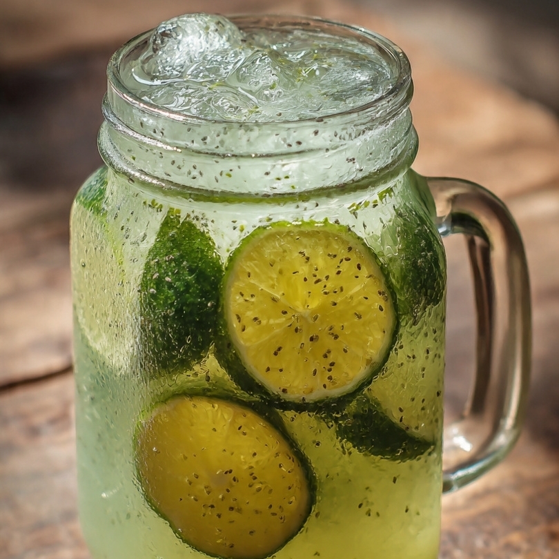 Agua fresca de limón con chia