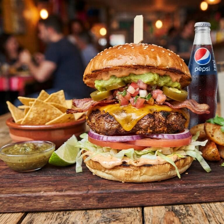Combo Hamburguesa Mexicana de la Casa