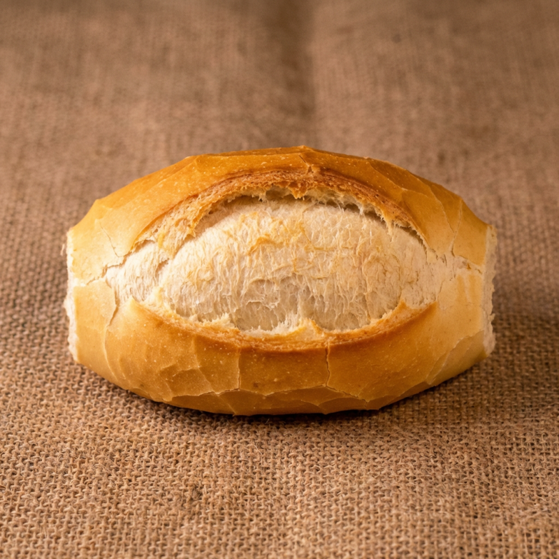 Pão com aproximadamente 70g, com textura crocante , miolo branco e macio. Conseguimos te atender conforme sua preferência que pode ser mais ``moreninho`` ou mais ``branquinho``.
