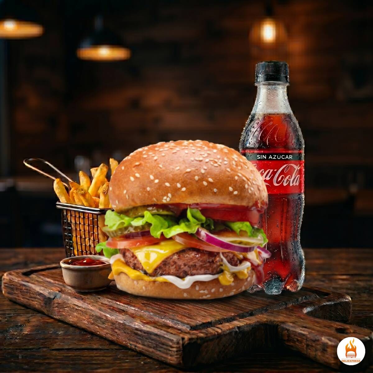 Combo Hamburguesa de res + Papas + Coca cola