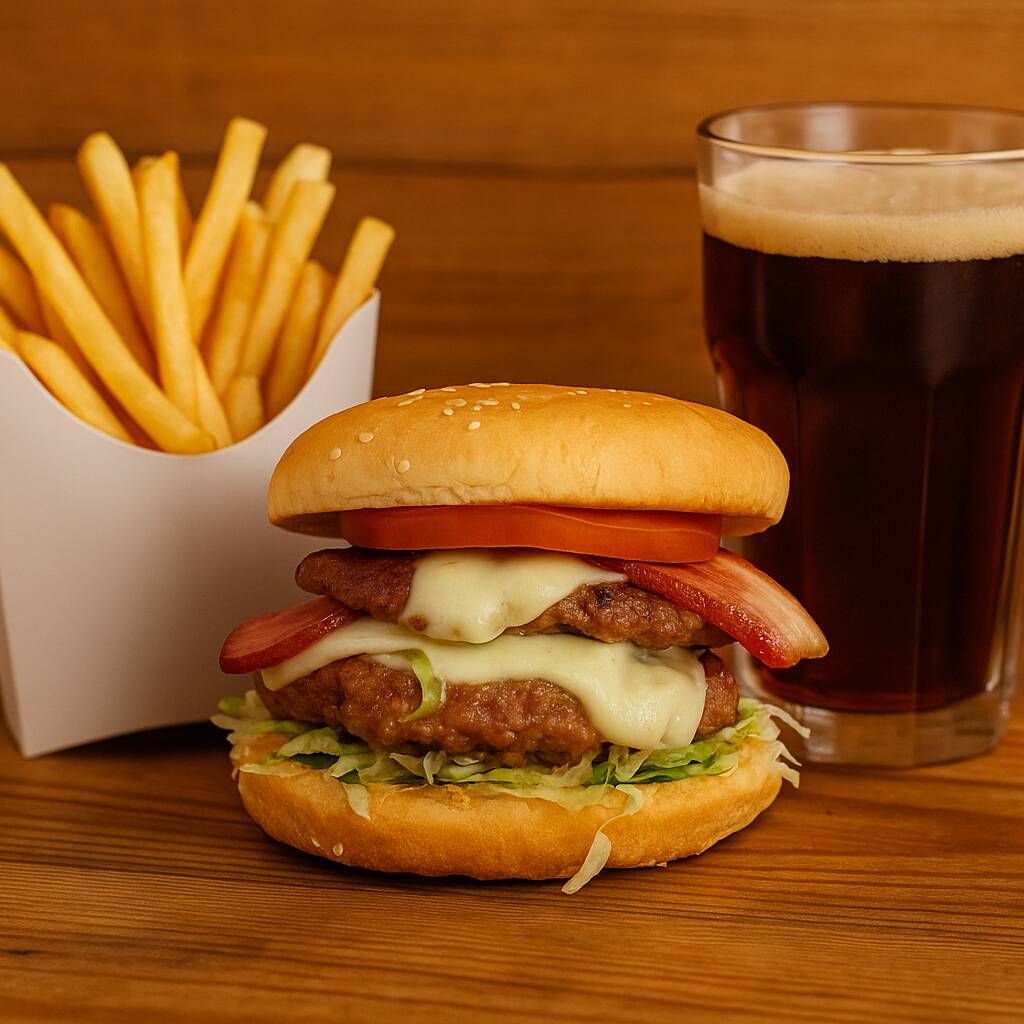 Promo Hamburguesa Doble con Tocineta Combo