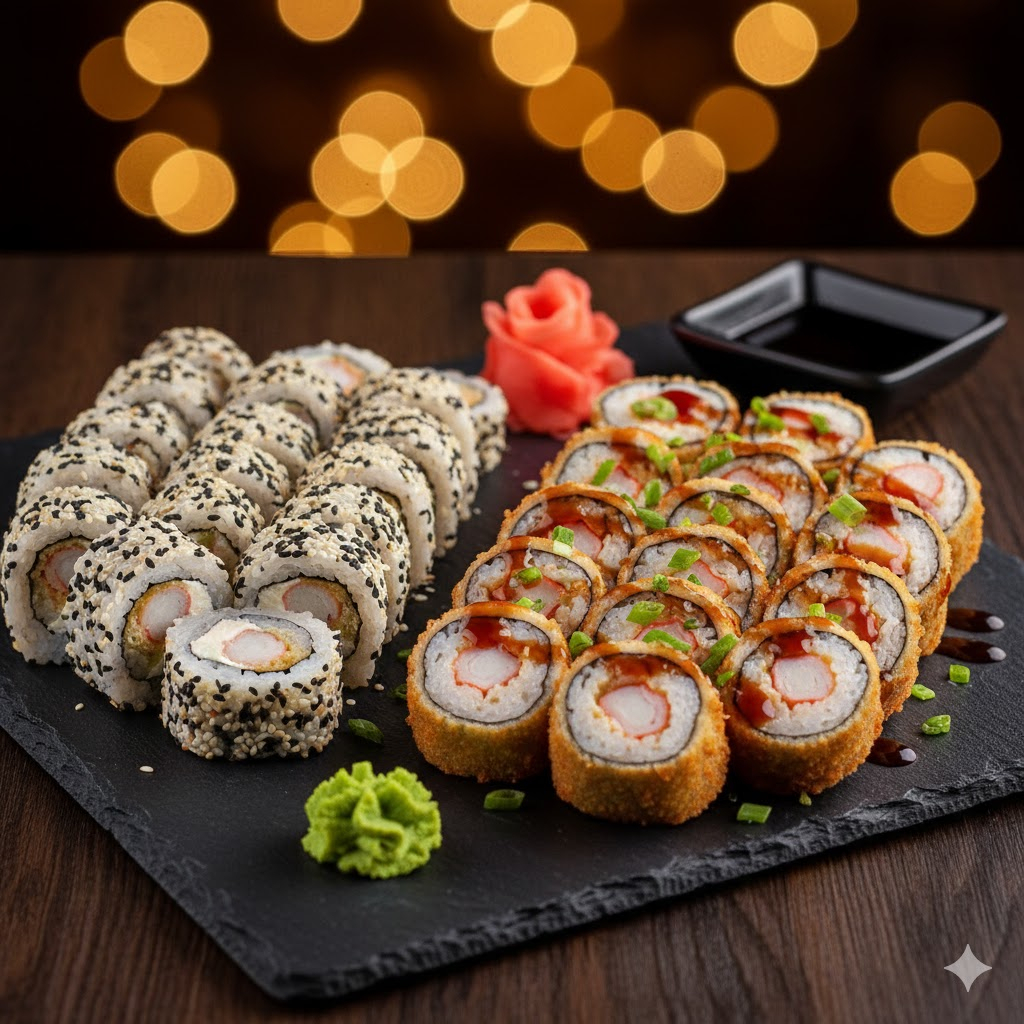 20 URAMAKI CAMARÃO E KANI + 20 CARIOCAS CAMARÃO E KANI