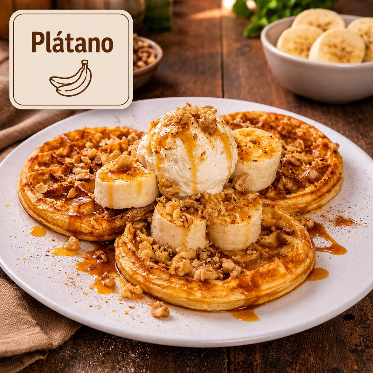 Waffle Plátano