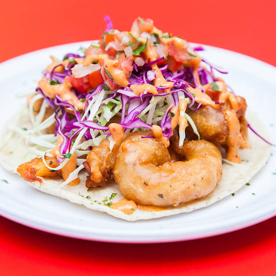 Taco Camaron Rebozado con Queso