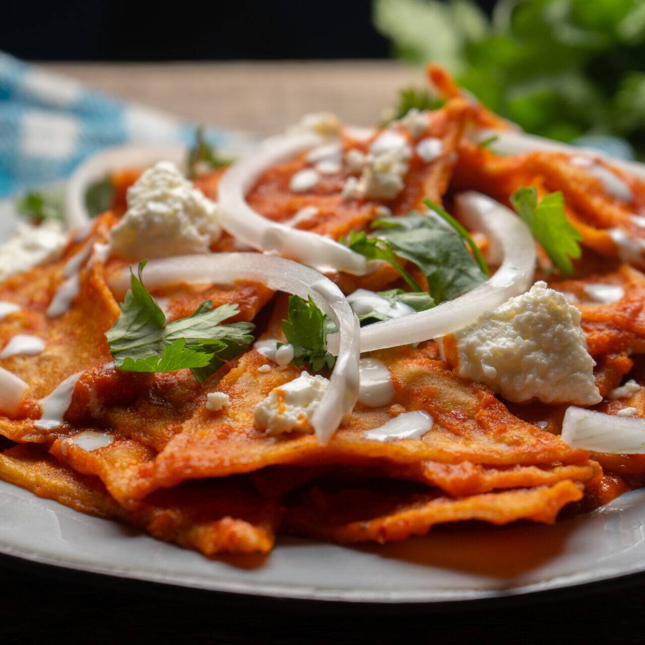 CHILAQUILES ROJOS + PAPAS FRITAS