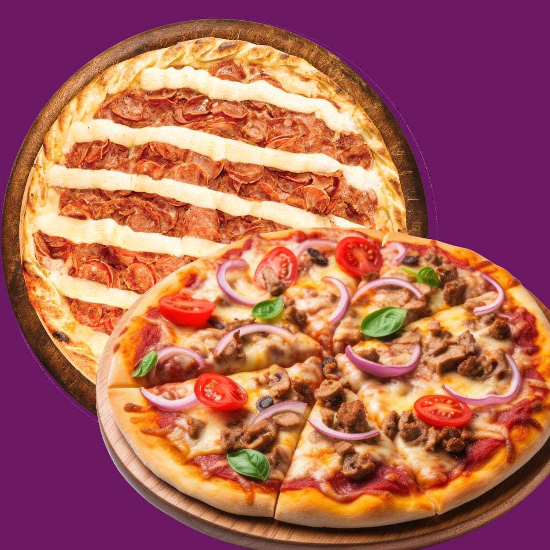 2 pizzas de 30cm = 60cm