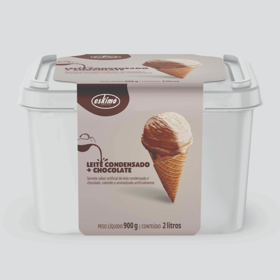 orvete sabor leite condensado e chocolate. colorido e aromatizado artificialmente