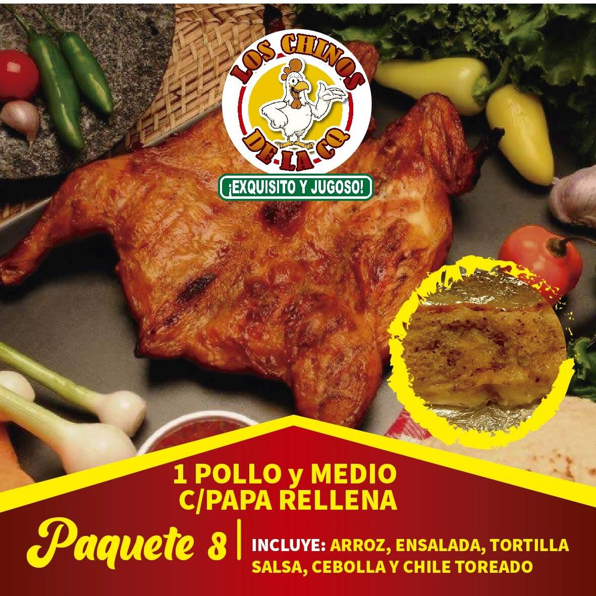 1 Pollo y Medio con Papa Rellena