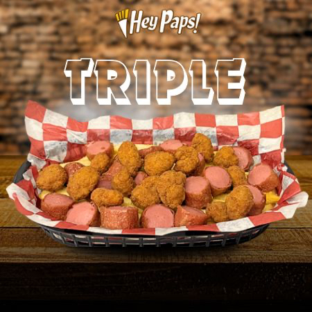 HEY PAPS! TRIPLE - SALCHI-FRIES + POPCORN
