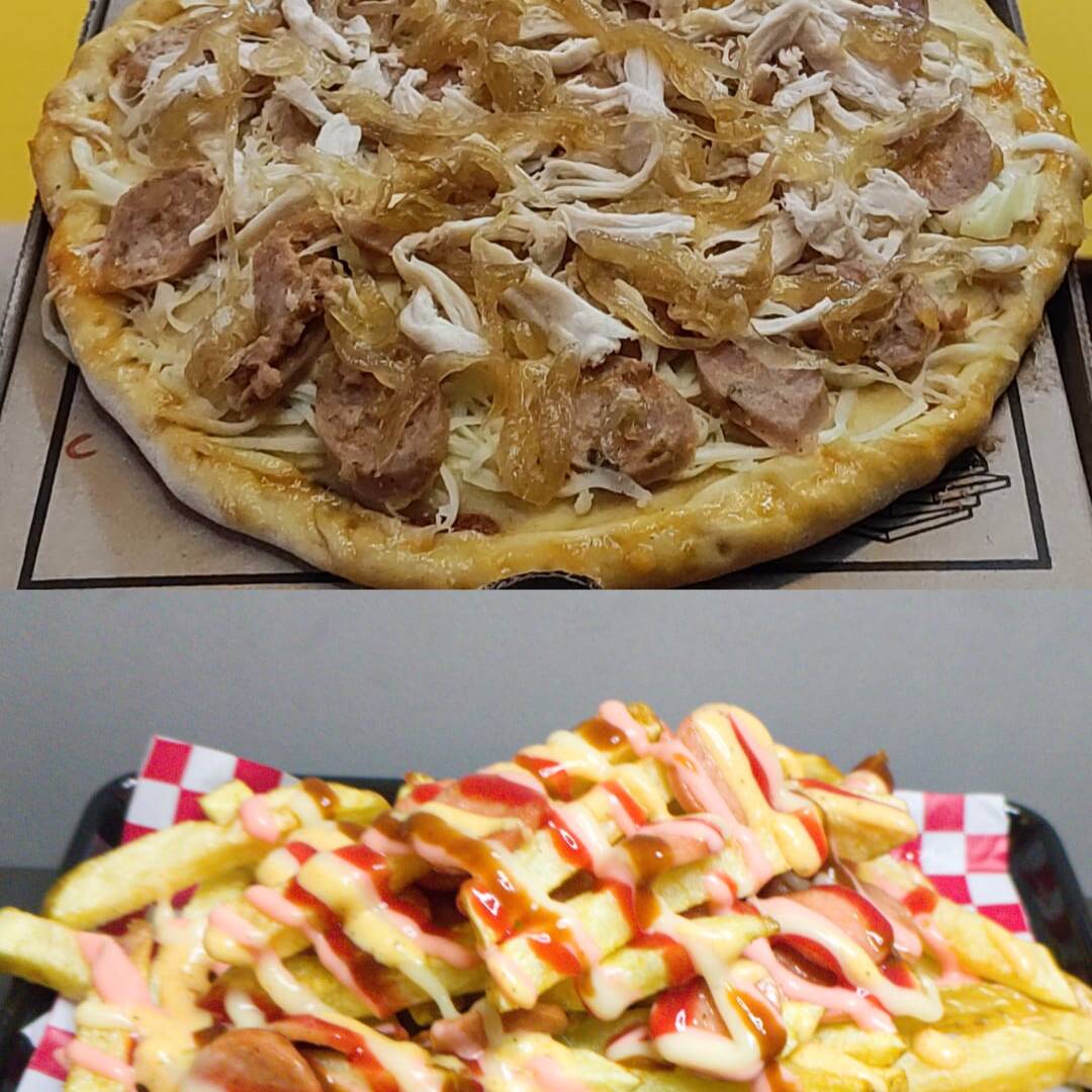 Salchipapa, Pizza más Gaseosa