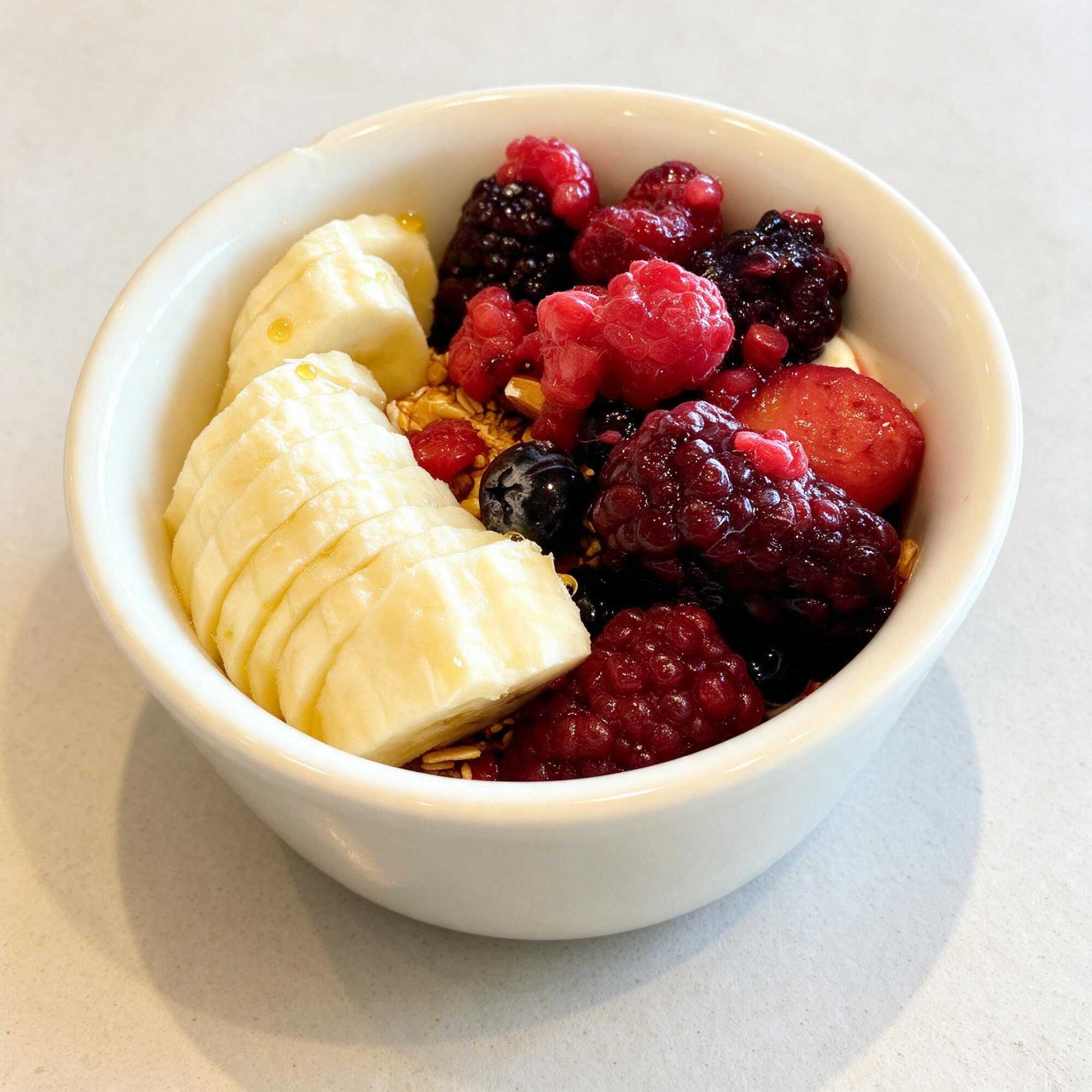 Bowl de frutos rojos y platano