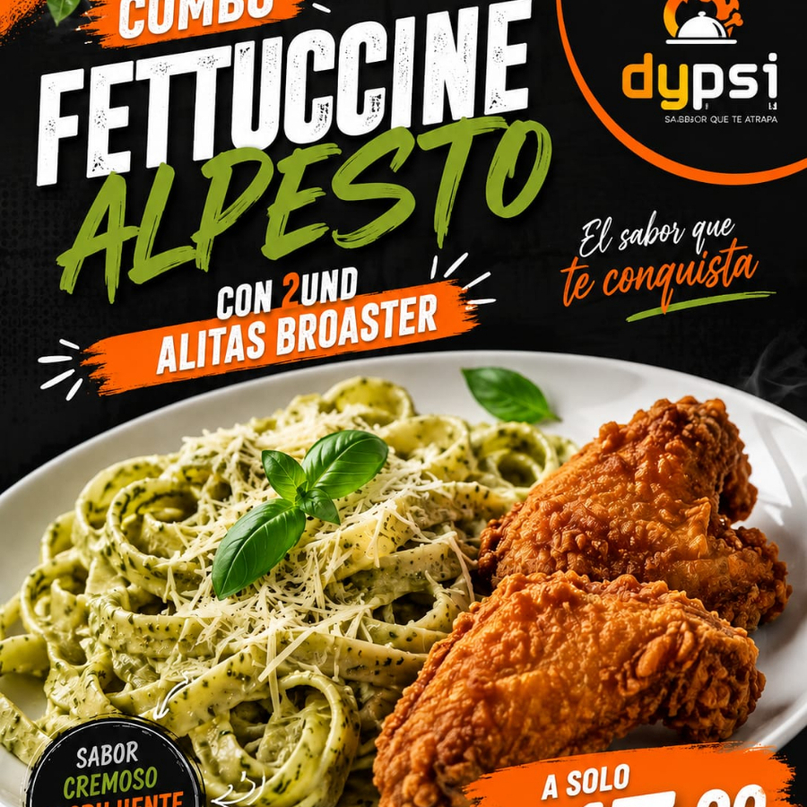FETUCCINE ALPESTO+2PIEZAS CRISPY