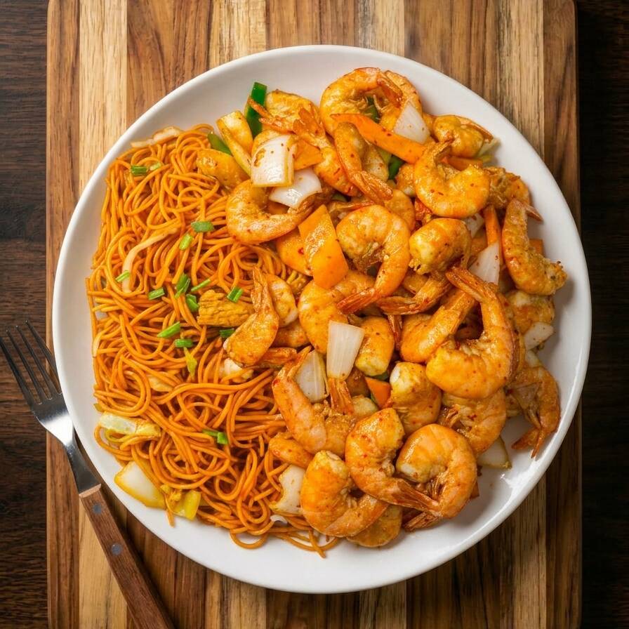 Camarón con Arroz Ó Espagueti
