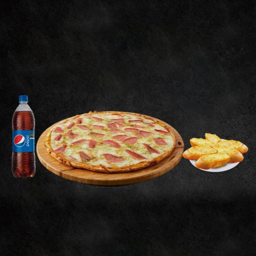 PIZZA AMERICANA GRANDE+PAN AL AJO+PEPSI 1L
