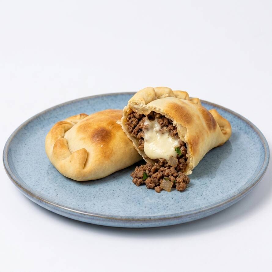 Duas empanadas argentinas, com massa delicadamente assada, dourada por fora e macia na medida certa.
Recheadas com carne bem temperada e Catupiry, combinando o sabor marcante da carne com a cremosidade e suavidade do queijo em cada unidade.
Peso aproximado: 400 g (2 unidades).
