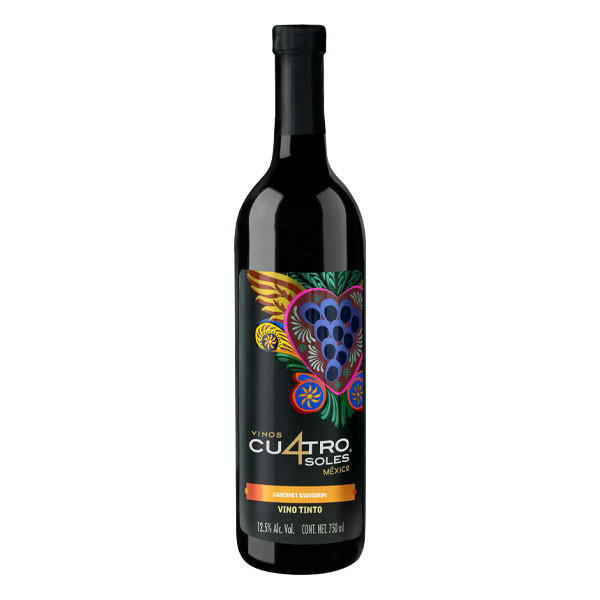 Vino Tinto Afrutado Mexicano Cuatro Soles Blend 75