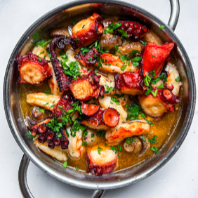 Cazuela Pulpo y Rib eye