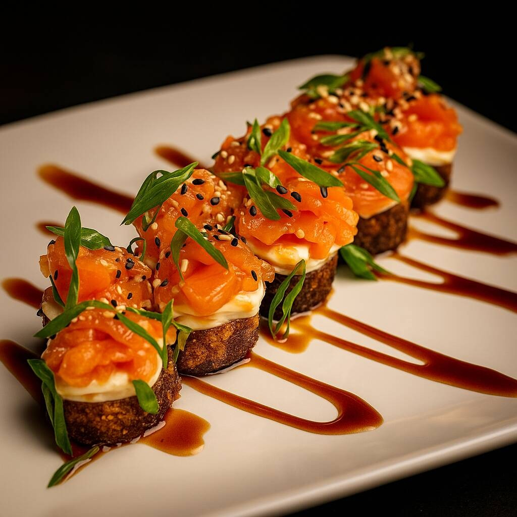 hot de salmao grelhado com batidinho de salmão