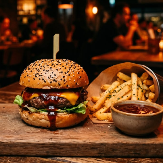 Hamburguesa BBQ Barbecue+papas