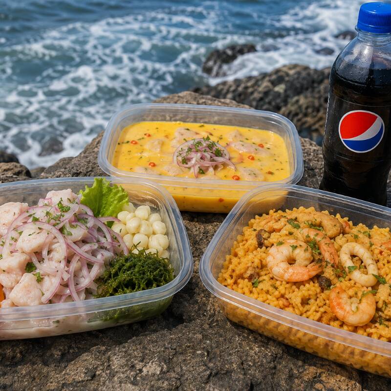 Cerviche+Tiradito+Arroz con Mariscos+Gaseosa