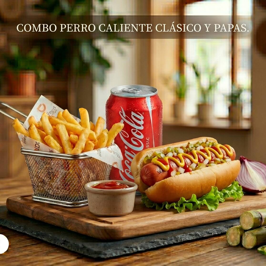 🍊Combo 2 Perro Clasico+ Papas+ Bebida