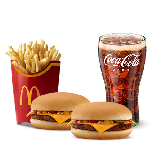 2 Hamburguesas con Queso + Papas Grandes + Coca-Cola Zero Grande