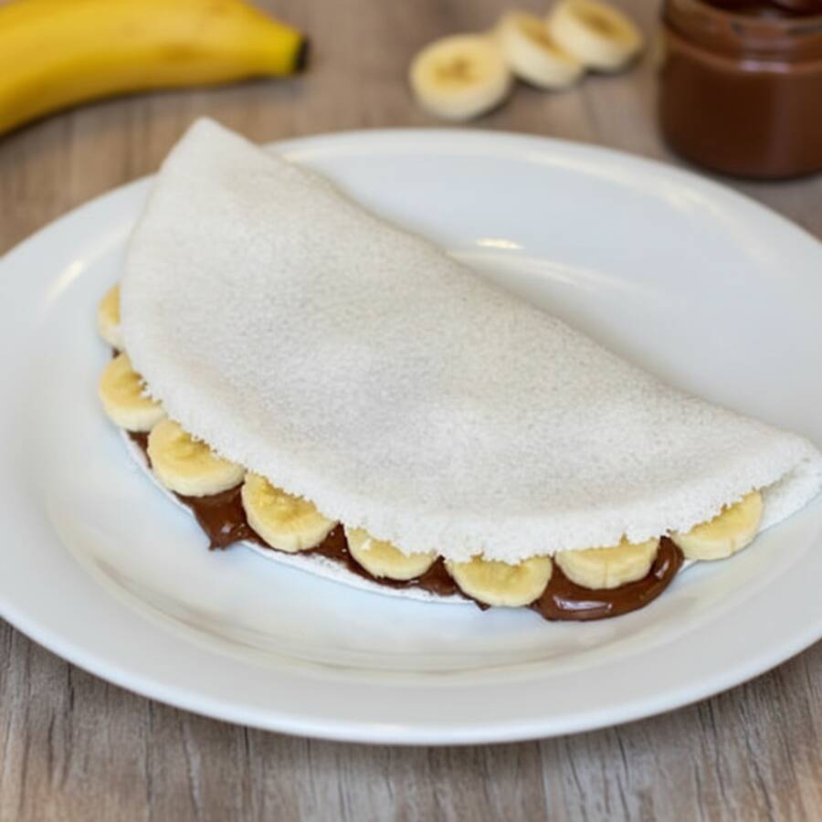 Banana fatiada e Nutella Original.