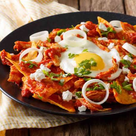 Chilaquiles Rojos con Huevo Estrellado, Sin Chile