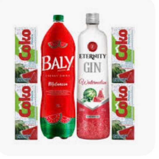 GIN ETERNITY MELANCIA ,BALY MELANCIA E 5 GELOS MELANCIA OU COCO.
