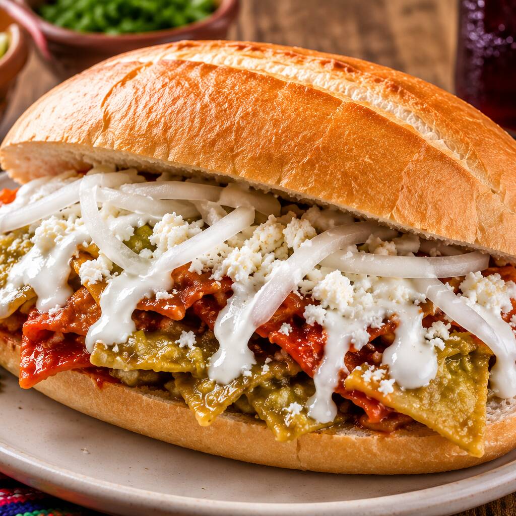 Torta de Chilaquiles Rojos