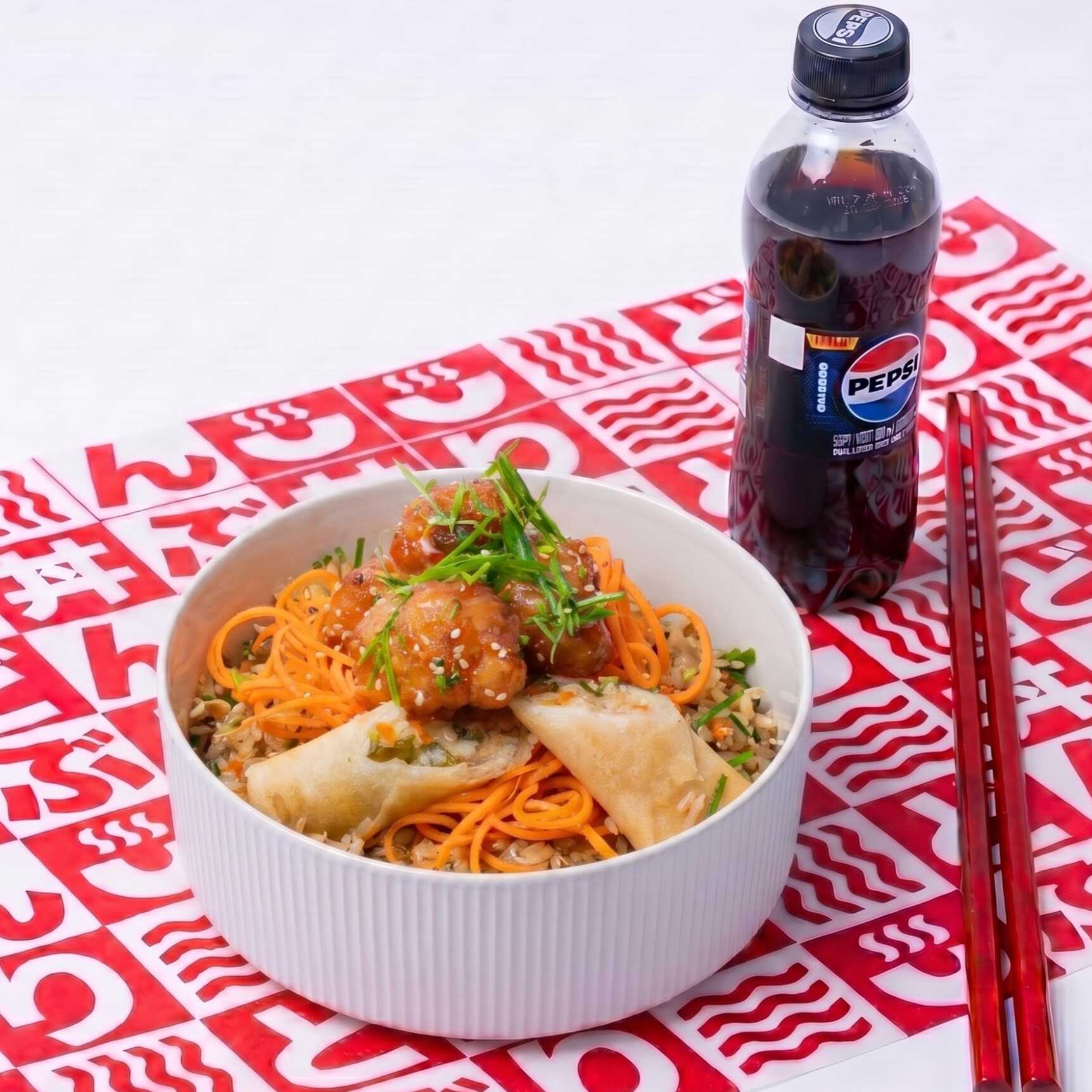 $0 Donburi Poke Pollo Agridulce Bowl con Bebida