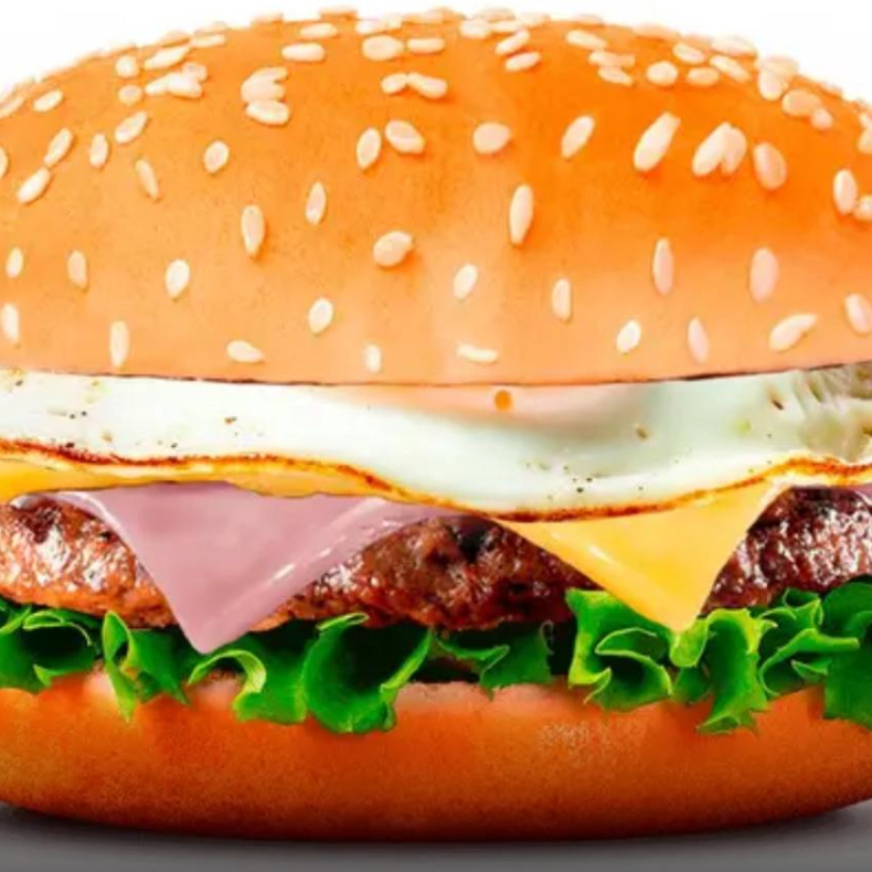 Loucos Nº3 ( Pão, 1 Carne de Hambúrguer, Ovo, Cheddar Fatiado, Presunto, Molho Especial e Salada )