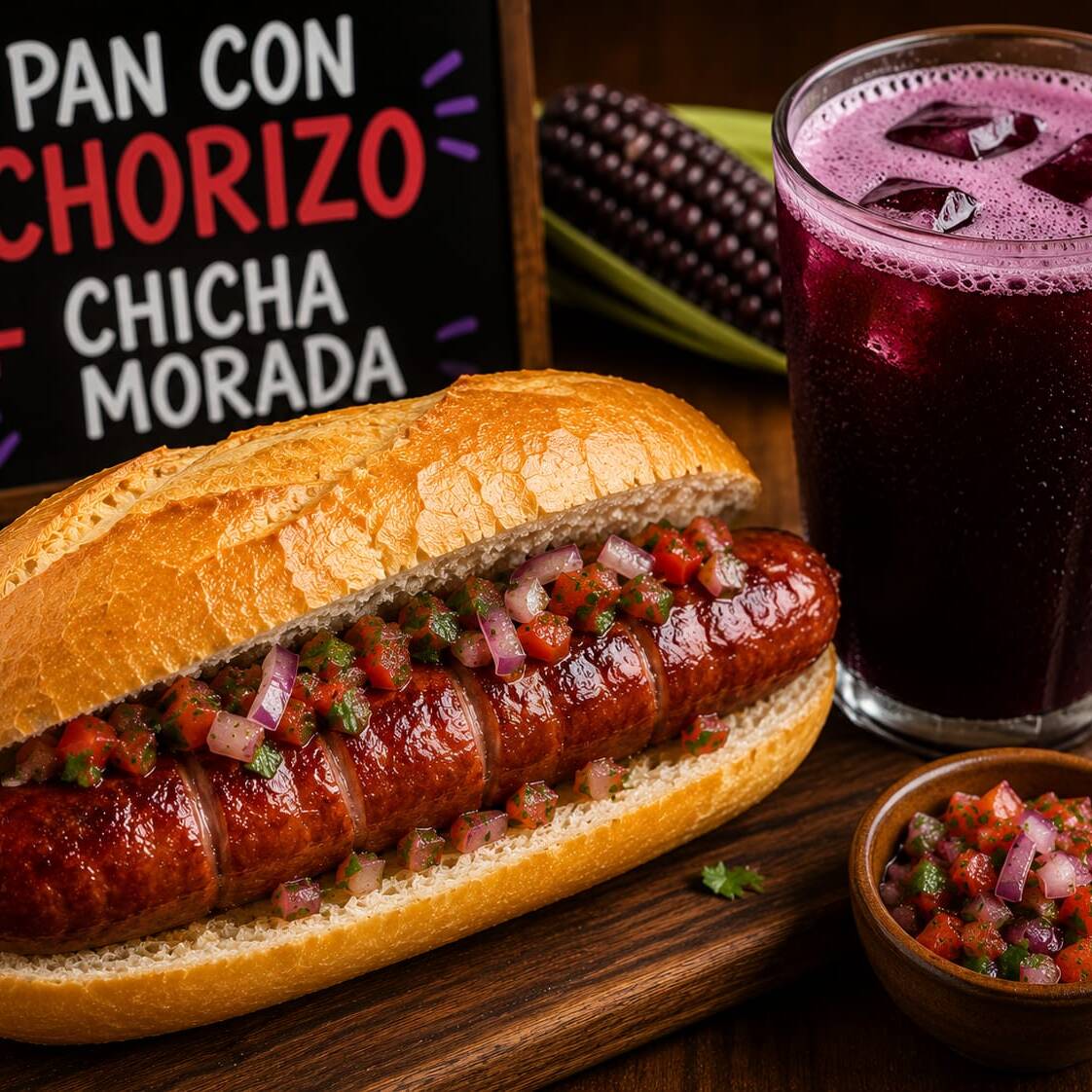 PROMO PAN CON CHORIZO + BEBIDA DE 300 ML.