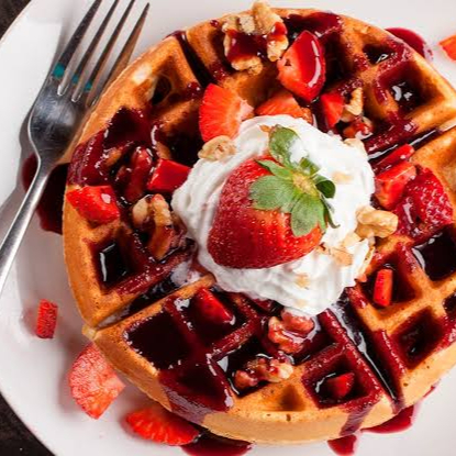 4 Waffles de fresa 🍓