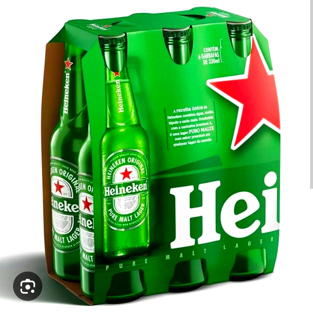 Cx Heineken long neck 330ml com 6 unidades.