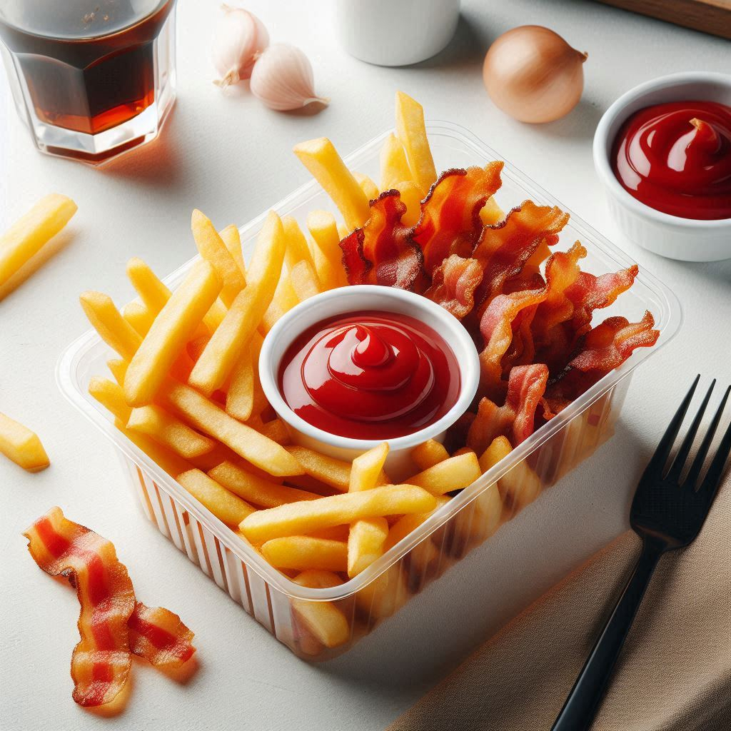 Papas a la Francesa con Tiras de Tocino Crujientes