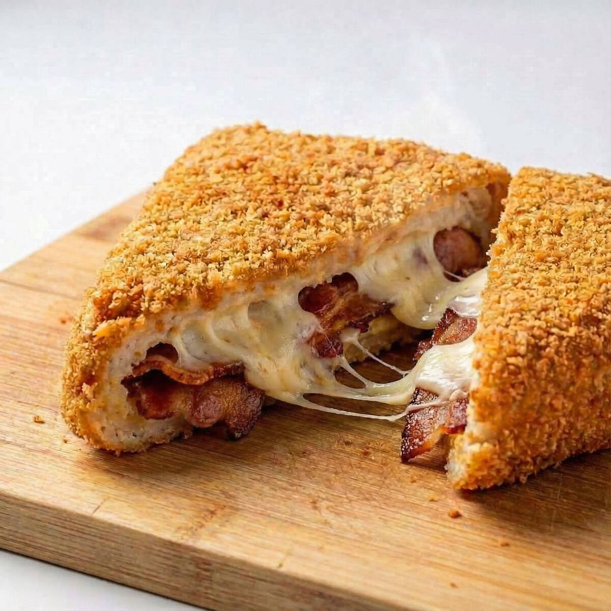 Frizza crocante de frango, bacon, mussarela, requeijão e orégano.