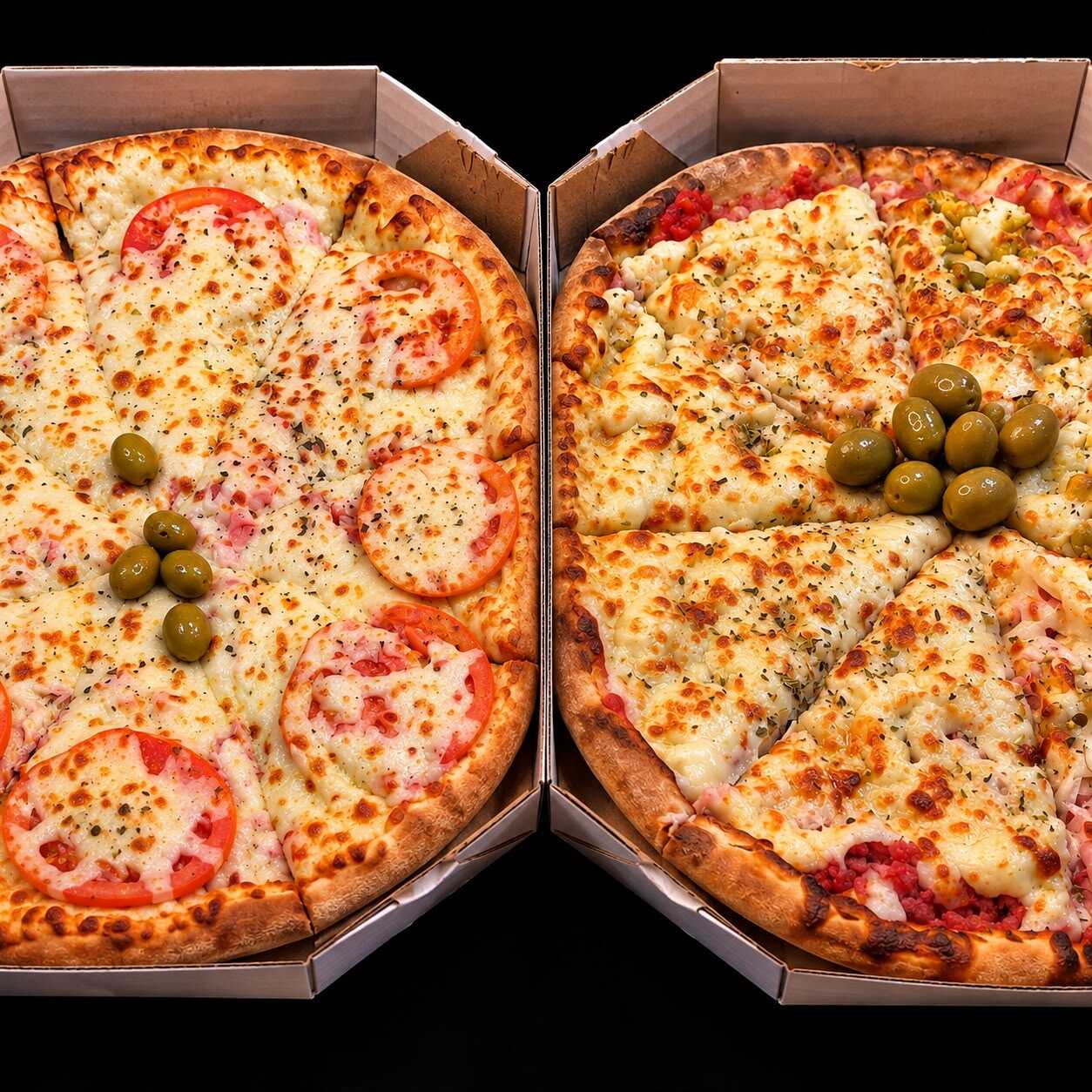 2 Pizzas deliciosa - 1 Calabresa c/ Catupiry / 1 Pizza Bauru presunto mussurela e bacon