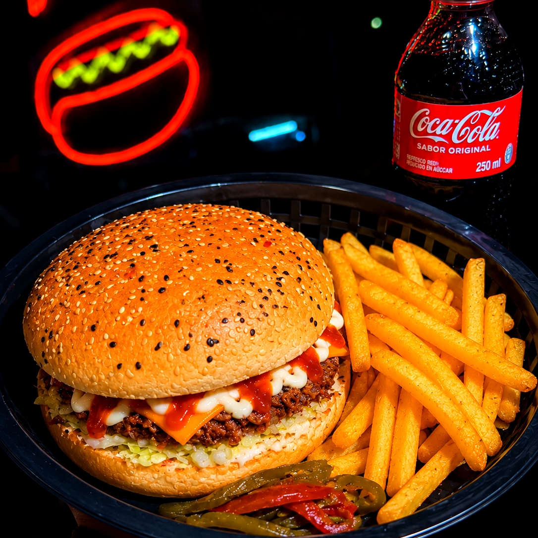 Combo Pug Sencilla con Queso, Papas y Refresco