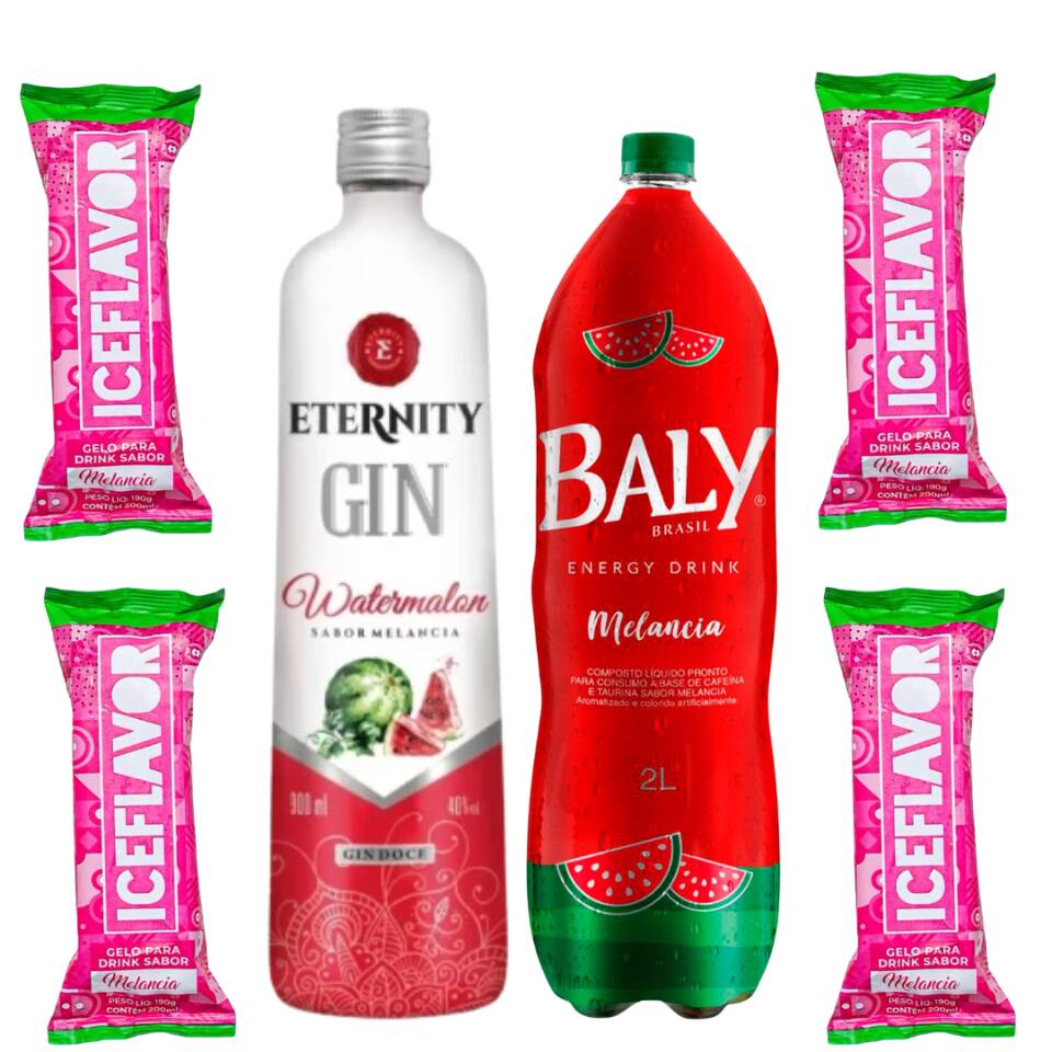 Combo Gin Ethernity com Baly Melancia e 4 Gelo de Melancia