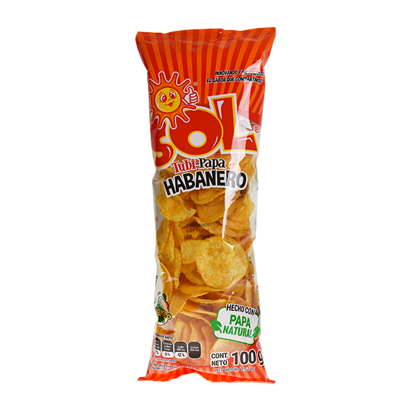 Botanas SOL Papa HABANERO Bolsa con 100g