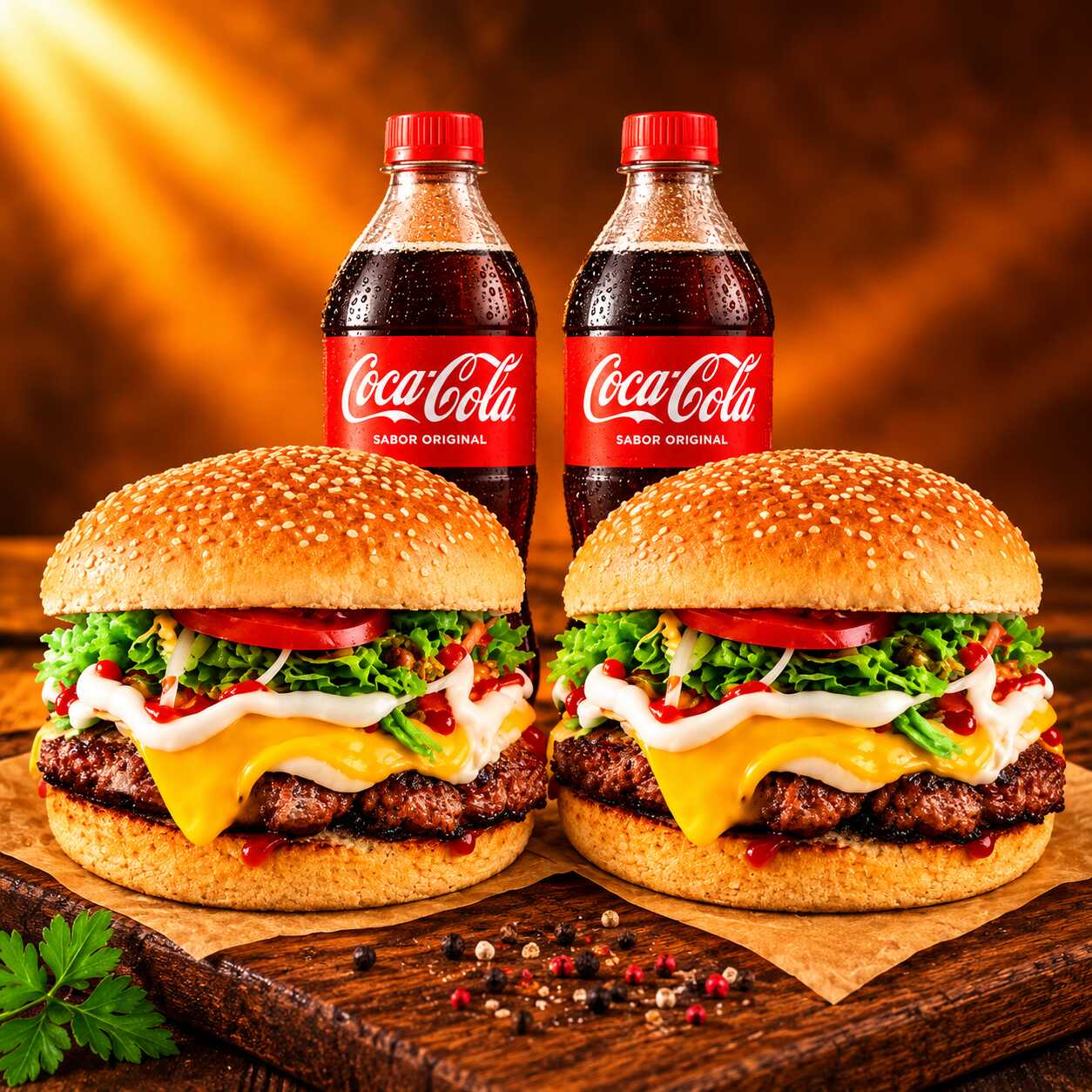 2 Ham. Sencillas y 2 Bebidas
